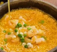 Stone Pot Golden Rice Peony Shrimp