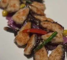 Pan-fried Purple Yam Stuffed Morel Mushrooms
