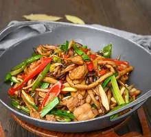 Spicy Dry Pot with Deer Antler Mushrooms