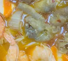 Beef and Shrimp with Enoki Mushrooms Rice Noodles