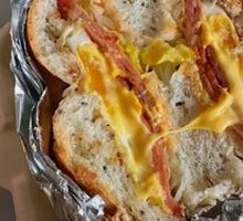 Meat Floss Fried Egg Bagel