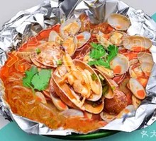 Paper-Wrapped Scallops with Sweet Potato Noodles