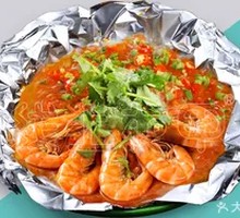 Aluminum Foil Prawns with Sweet Potato Noodles