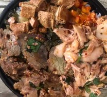 Shredded Chicken and Beef Rice Bowl