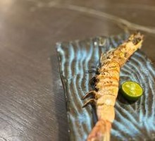 Grilled Chicken Skin and Prawn Skewers