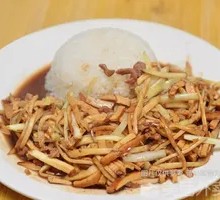 Fried Pork and Tofu Skin Rice Bowl