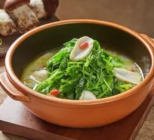 Fresh Chicken Soup with Pea Shoots