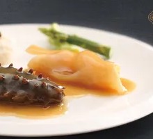 Braised Sea Cucumber with Abalone Sauce and Fish Maw