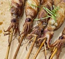 Grilled Squid and Lamb Skewers