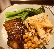 Black Gold Char Siu with Shredded Chicken