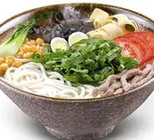 Fresh Vegetable and Pork Noodle Soup