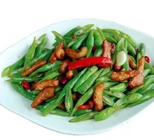 Stir-Fried Pork and Green Beans over Rice