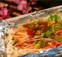 Aluminum-Wrapped Enoki Mushrooms
