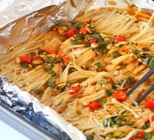 Aluminum-Wrapped Enoki Mushrooms