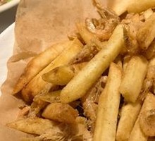 Fried Potatoes with Small Freshwater Shrimp