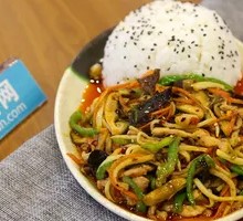 Celery and Tofu Skin Rice Bowl