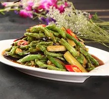 Stir-fried long beans with eggplant