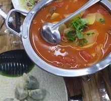 Stewed Beef Brisket with Tomatoes in Pot