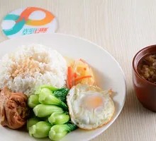 鸡腿饭十排骨汤