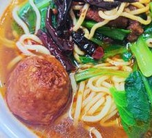 Hand-extruded noodle soup