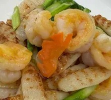 Shrimp Stir-Fried Asparagus and Yam
