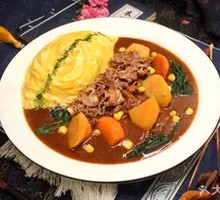 Grilled Beef Curry Omelette Rice