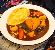 Crispy Potato Pancake with Curry Omelette Rice