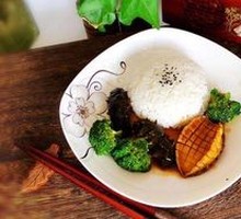 Braised Sea Cucumber with Sauce over Rice