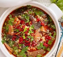 Spicy Boiled Blood Slices in Clay Pot