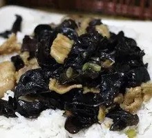 Wood Ear Mushroom Stir-Fry with Pork over Rice