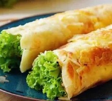 Egg Pancake with Chicken Strips and Sausage