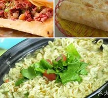 Two Burnt Buns with Instant Noodles and Fried Egg