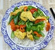 Egg and Green Pepper Rice Bowl