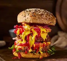 German Rye Double Deluxe Burger