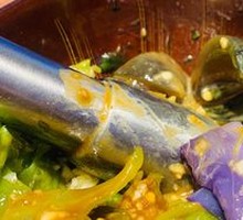 Preserved Egg with Green Pepper and Eggplant Mash