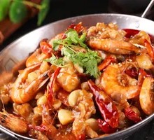 Frog and Shrimp Delight with Drink and Rice