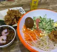 Tomato Noodle Soup + Sweet and Sour Tofu Skin + Iced Tea Soft Drink