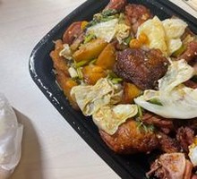 Dry-Mixed Roast Duck with Potato and Crispy Rice Cake