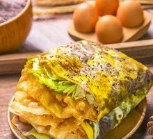 双鸡蛋馃篦紫米煎饼