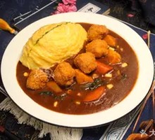 嫩香鸡块咖喱蛋包饭