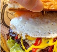 Soft-Boiled Egg Cheese Beef Burger