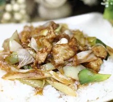 Scallion Stir-Fry with Meat over Rice