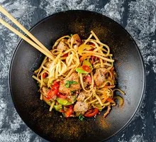 Chicken and Sausage Fried Noodles
