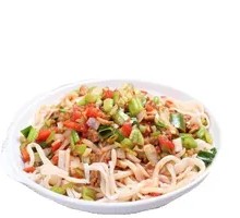 蒜苔炒肉盖浇面