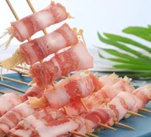 Grilled Pork Belly Rolls with Enoki Mushrooms