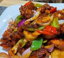 椒香虾仁爆鸡球