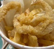 Chicken Strips with Fries and Rice Cake