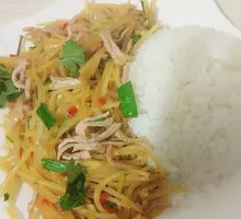 Potato and Pork Noodle Bowl