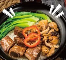 Chicken and Pork Rib Clay Pot Rice