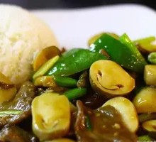 Fresh Mushroom Beef Rice